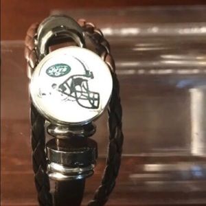 NFL Brown Leather New York Jets Bracelet